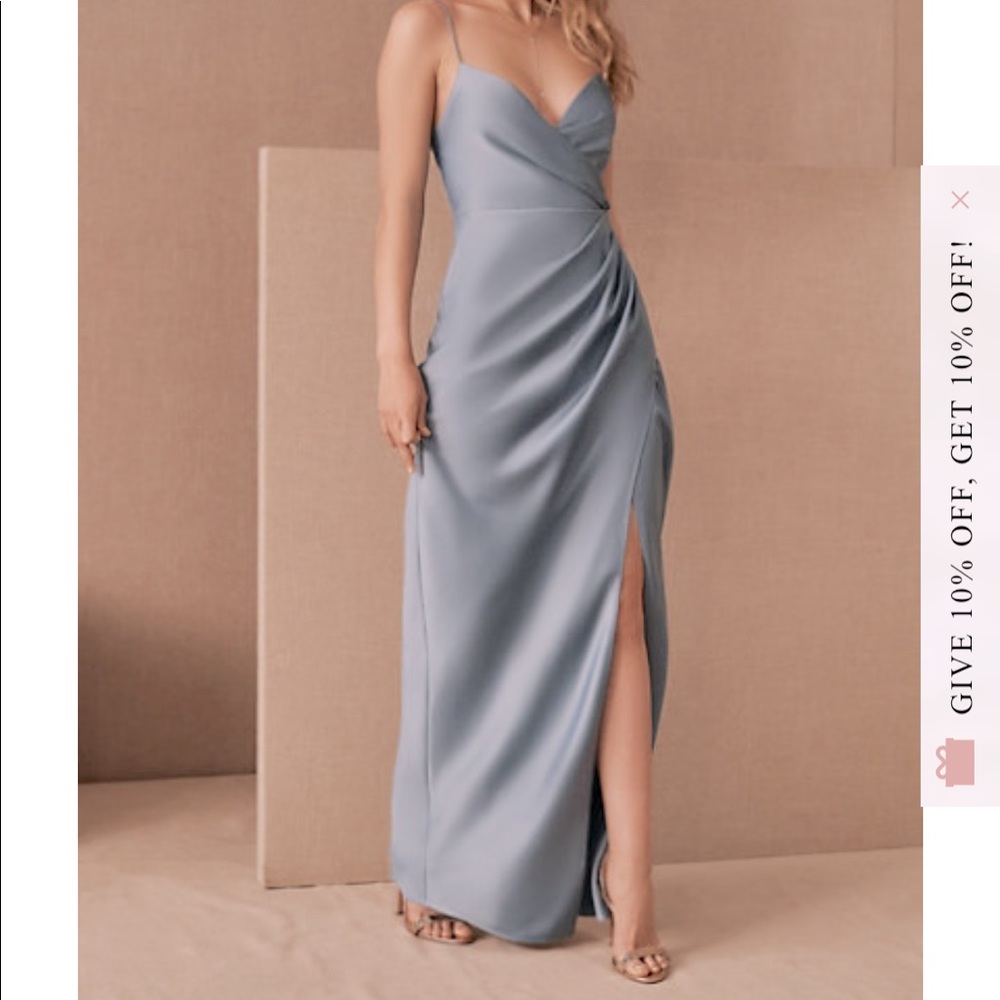 BHLDN Freya Satin Charmeuse icy blue size 2